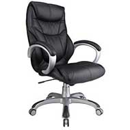 10211 Montana Series High-Back Executive Chair (Black Leathertek/Silver Frame)