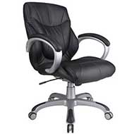 10221 Montana Series Mid-Back Executive Chair (Black Leathertek/Silver Frame)
