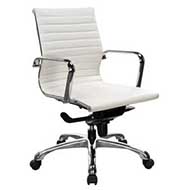 10821 Nova Series Mid-Back Executive Chair (White Leathertek/Chrome Frame)