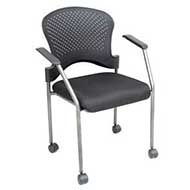 2894TG Arc Series Stackable Guest Chair with Arms and Casters (Silver Frame/Black Back & Fabric Seat)