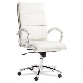 Tuscany Series High-Back Chair (White/Chrome Frame)