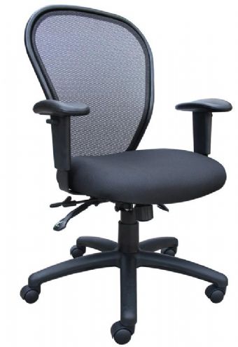 B6008 Boss Ergonomic Multi-Function Open Mesh Back Task Chair (Black Frame/Black Fabric Seat)
