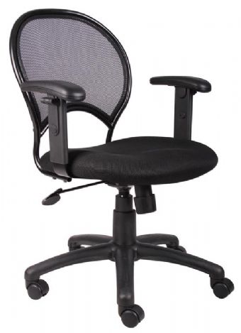 B6206 Boss Mesh Back Chair with Adjustable Arms (Black)