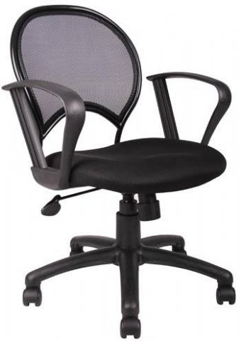 B6207 Boss Mesh Back Chair with Loop Arms (Black)