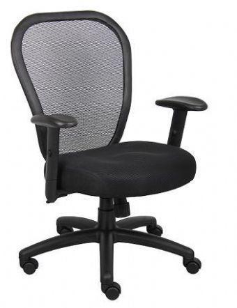B6608 Boss Mesh Back Task Chair (Black Mesh Fabric Seat/Black Frame)
