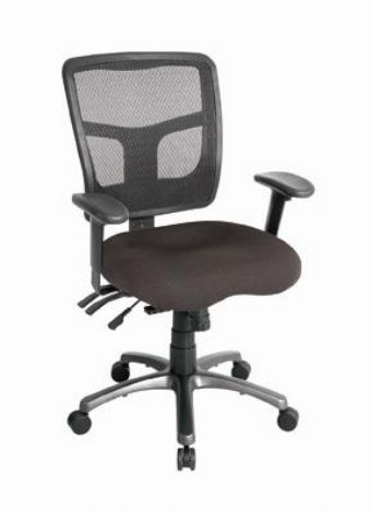 7754S Office Source Mid-Back Multi-Function Mesh Back Task Chair with Arms (Black)