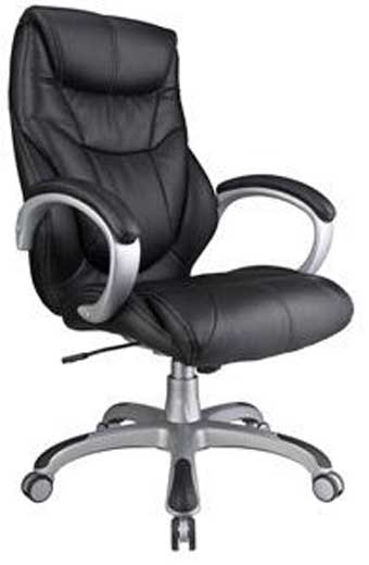 10211 Montana Series High-Back Executive Chair (Black Leathertek/Silver Frame)