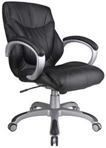 10221 Montana Series Mid-Back Executive Chair (Black Leathertek/Silver Frame)