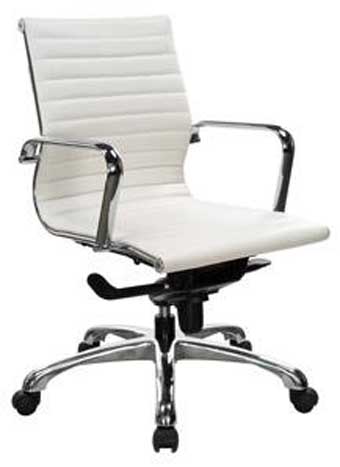 10821 Nova Series Mid-Back Executive Chair (White Leathertek/Chrome Frame)