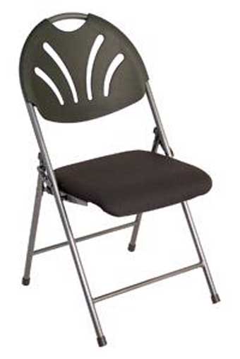 1321 Padded Folding Chair (Black Fabric Seat/Black Plastic Back)