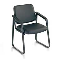 2748 Ashton Series Leather Guest Chair with Sled Base (Black)