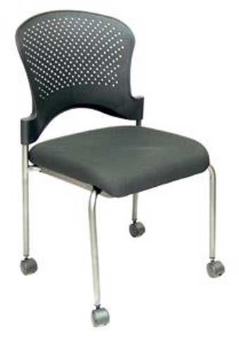 2794TG_27_28 Arc Series Stackable Guest Chair with Casters (Black/Silver Frame)