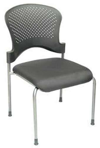 2794TG Arc Series Stackable Guest Chair with No Casters (Black/Silver Frame)