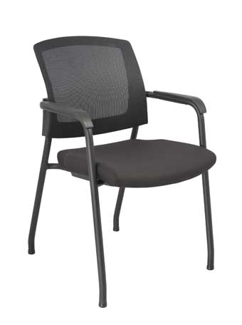 3128 Baker Series Mesh Back Stackable Guest Chair (Black/Black Fabric Seat)