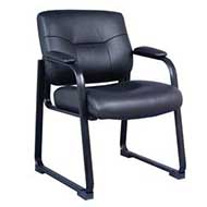 6028 Tempest Leather Guest Chair with Sled Base (Black)