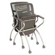7794 CoolMesh Nesting Series Chair with Casters (Black Mesh Back/Black Fabric Seat)