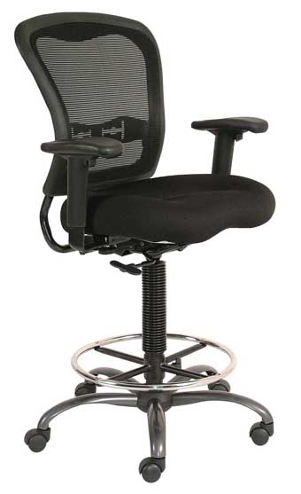 7851 Spice! Series Mesh Back Drafting Stool with Arms (Black/Chrome Footring)