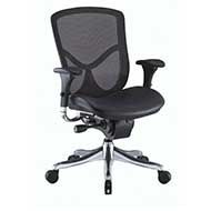 8721- 45 - Ergonomic Mid-Back Mesh Chair with Black Leather Seat