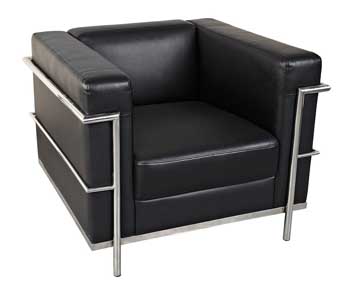 9281  Madison Collection Leather Club Chair (Black/Silver Accents)