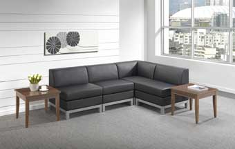 Compose Collection Leather Corner Sectional (Black)