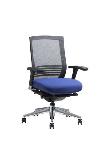 11721 Avid Series Mid-Back Executive Chair (Black Mesh/Blue Fabric Seat)