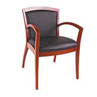 1500 Napoli Series Guest Chair (Black Leathertek/Cherry Frame)