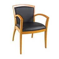 1500 Napoli Series Guest Chair (Black Leathertek/Honey Frame)