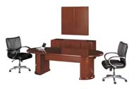 Ruby Collection Wood Veneer 8ft Racetrack Conference Table with Half-Cylinder Bases (Cherry)