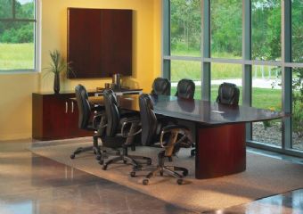 Napoli Series 10ft Wood Veneer Conference Table (Mahogany)