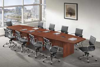 PL240RT 20'x4' Expand-Table Expandable Boat Shaped Conference Table (Cherry)