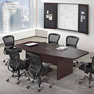 8ft Boat Shaped Laminate Conference Table (Mahogany)