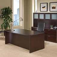 Fairplex Collection Executive Desk with Credenza & Glass Door Hutch (Mocha)