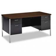 HON 34000 Series 30x60 Metal Desk (Black/Walnut Top)