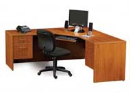Maverick Computer Corner L-Shape Desk (Honey Pecan)