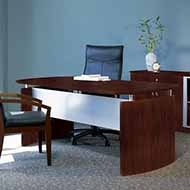 Napoli Collection Desk & Low Wall Cabinet (Mahogany)