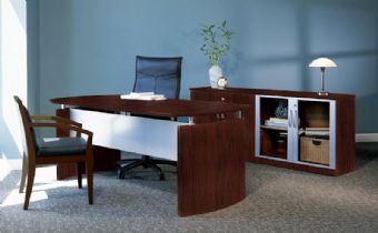 Napoli Collection Desk & Low Wall Cabinet (Mahogany)