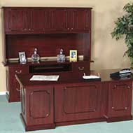 Harvard Collection High-Gloss Executive Desk & Hutch (Mahogany)