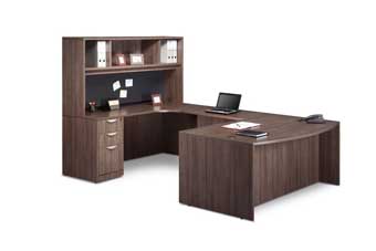 Executive Bow Front U-Shaped Desk (Modern Walnut)