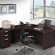 Classic Laminate Series Bow Front L-Shape Desk (Espresso)