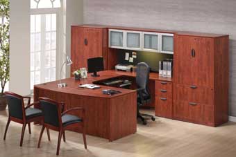 Elite Collection U-Shape Workstation (Cherry)