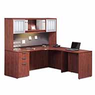 Classic Laminate Series L-Shaped Desk with Hutch (Cherry)