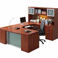 Classic Laminate Series Step-Front U-Station (Cherry)