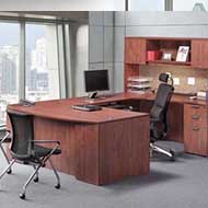 Executive Bow Front U-Shaped Desk (Cherry)