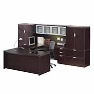 Classic Laminate Series Executive Bow Front U-Shaped Unit (Espresso)
