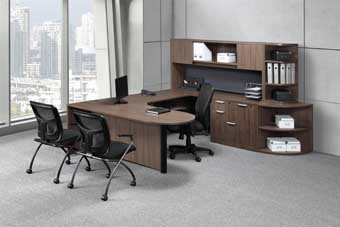 Classic Laminate Series Executive Bullet Shape U-Unit (Modern Walnut) 