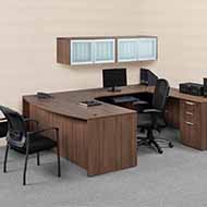 Classic Laminate Series Managerial U-Shape Desk (Modern Walnut)