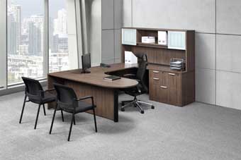 Classic Laminate Series Executive Bullet Shape U-Unit (Modern Walnut)