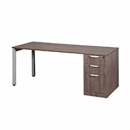 Elements Station with Single Box/Box/File Pedestal (Modern Walnut)