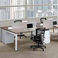 Elements Quad Station (Espresso) with Pedestals & U-Shape Legs (White)