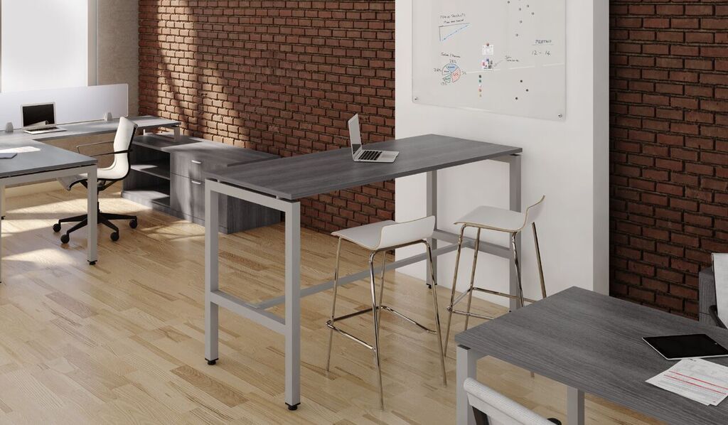 Elements 41 inch High Desk in Newport Grey with U Leg